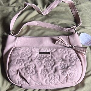 Pastel Pink Quilted Shoulder Bag with Adjustable Strap